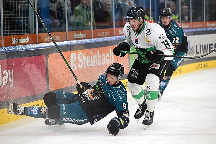 Emil Romig (Steinbach Black Wings Linz), Nathanael Halbert (HK Olimpija Ljubljana) 3. Runde ICE, Steinbach Black Wings Linz vs Olimpija Ljubljana, Linz AG Eisarena 