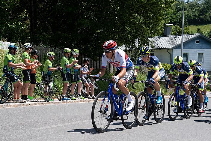 Team Elkov Kasper (CZE) an der Spitze des Feldes, 3. Etappe Traun - Hinterstoder, Int. Raiffeisen Oberösterreich Rundfahrt UCI Kat. 2.2