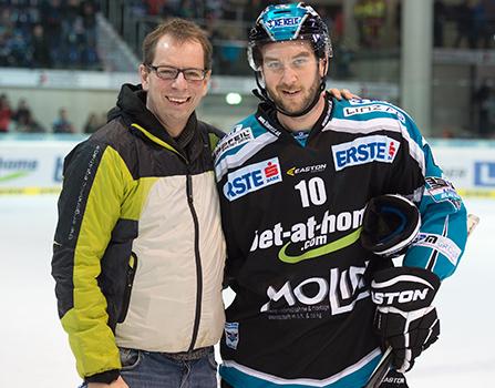 Marc-Andre Dorion (EHC Liwest Black Wings Linz), Spieler des Abends, EHC Liwest Black Wings Linz vs HC TWK Innsbruck  Die Haie