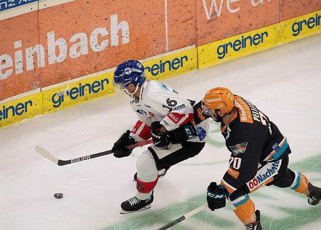 Will Pelletier (Steinbach Black Wings 1992), Felix Girard (HC Tiwag Innsbruck - Die Haie) Black Wings Linz vs HC Innsbruck die Haie, Eishockey, Bet at Home ICE Hockey League