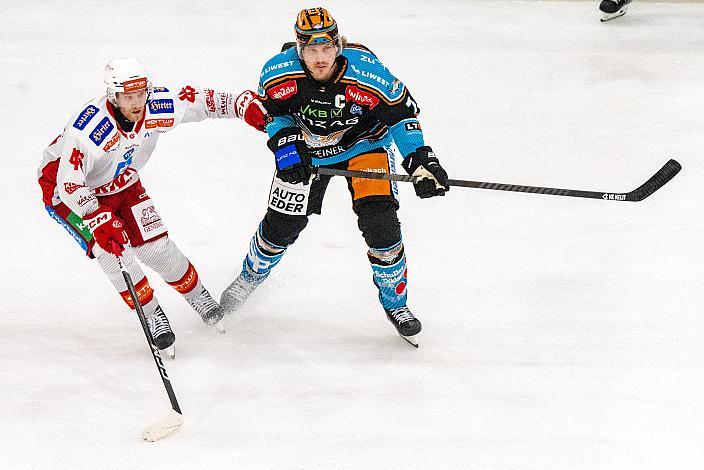 Niklas Würschl (Steinbach Black Wings), Brian Lebler (Steinbach Black Wings Linz) Win2Day ICE Hockey League,  Steinbach Black Wings Linz vs EC KAC,  Linz AG Eisarena 