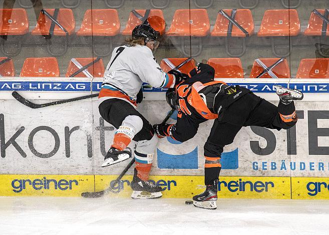 Brian Lebler (Black Wings 1992), Dominik Grafenthin (Graz 99ers) Black Wings Linz vs Graz 99ers, Eishockey, Testspiel