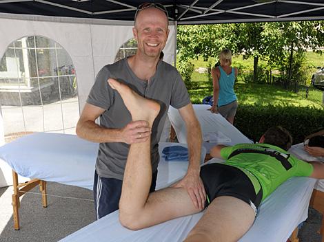 Massage im Ziel. 