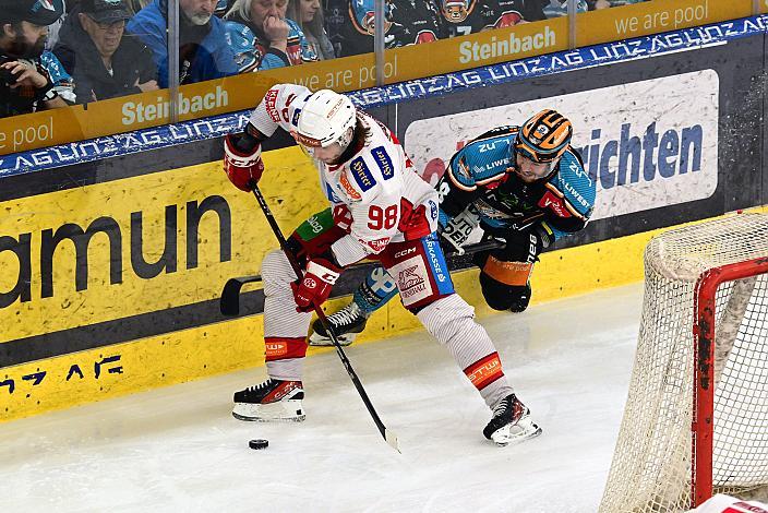 Daniel Obersteiner (EC KAC), Ken Ograjensek (Steinbach Black Wings Linz) Semifinale 2, Win2Day ICE Hockey League, 2. Semifinale, Steinbach Black Wings Linz vs EC KAC,  Linz AG Eisarena 