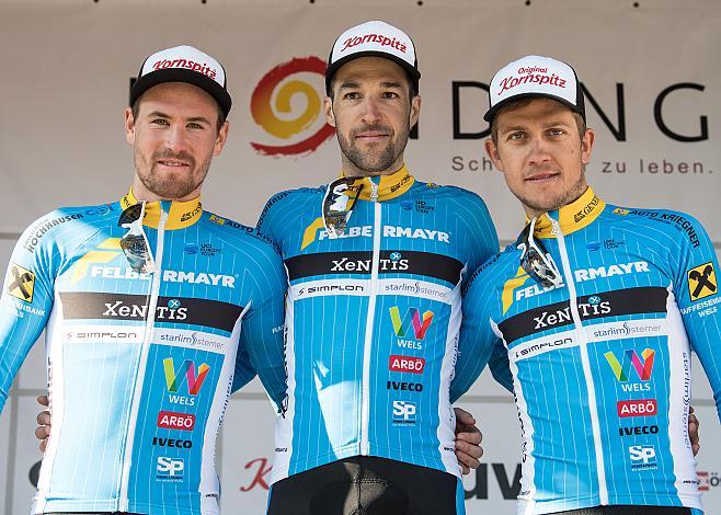 v.l. Stephan Rabitsch (AUT, Team Felbermayr Simplon Wels), Sieger Markus Eibegger (AUT, Team Felbermayr Simplon Wels), Riccardo Zoidl (AUT, Team Felbermayr Simplon Wels) 