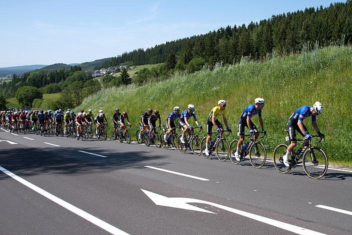 Timo Kielich (BEL, Alpecin-Deceuninck Development Team) im Gelben Trikot des Gesamtführenden, 2. Etappe Wels - Bad Leonfelden, Int. Raiffeisen Oberösterreich Rundfahrt UCI Kat. 2.2