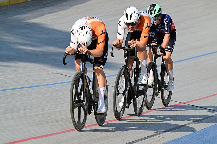 Raphael Kokas (AUT, Schwingshandl Intralogistics), Maximilian Schmidbauer (AUT, Schwingshandl Intralogistics), Niklas Wiesmayr (AUT, Decathlon CMA CGM U19 Team) Herren Elite, U23, Bahn Staatsmeisterschaft Punkterennen