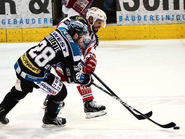 Mike Ouellette (Liwest Black Wings Linz) und Thomas Koch (EC KAC), EHC Liwest Black Wings Linz vs EC KAC, Play-Offs, Semifinale