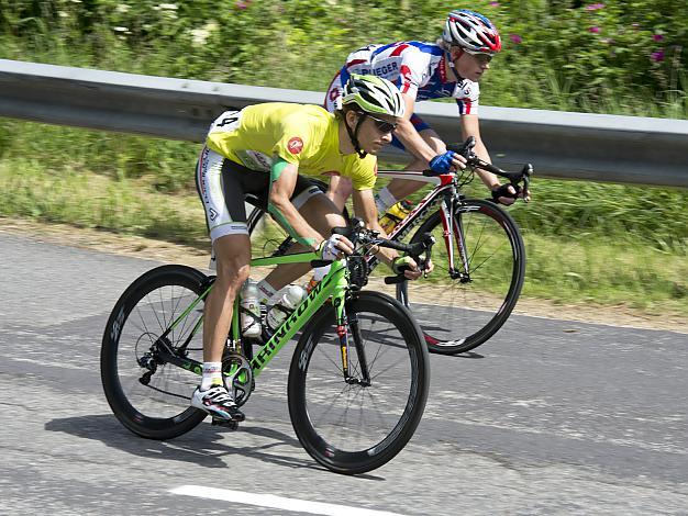 Florian Bissinger, GER, Team Vorarlberg im gelben Trikot des Gesamtfuehrenden, 2. Etappe, Linz - Aigen/Schlaegl