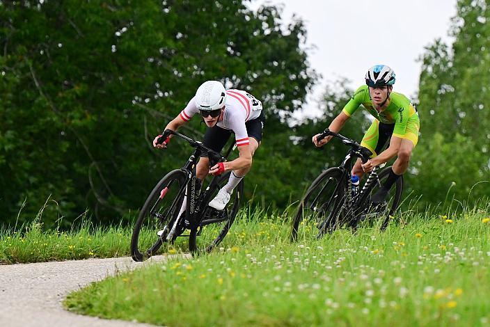 Bester Österreicher Michael Hettegger (AUT, LRV Oberösterreich), Enzo Lesueur  (FRA, Racing U19, PTC) 50. OÖ Junioren Rundfahrt, 3. Etappe Bad Wimsbach Strass im Attergau
