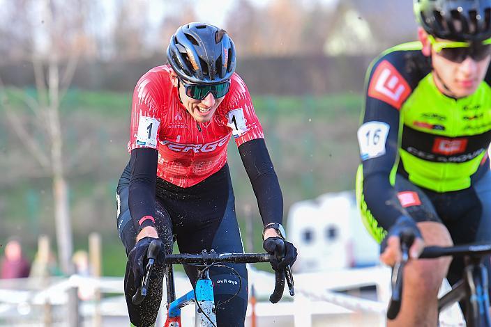 Platz 3 für den Führenden in der Rad Cross Liga Jakob Reiter (AUT, Hrinkow Advarics), Radquerfeldein GP um das Sportzentrum Gunskirchen, Rad Cyclo Cross, 