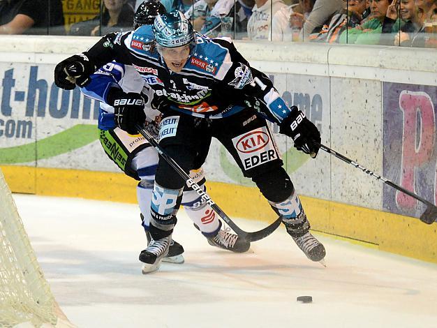 #7 Brian Lebler, Linz und Alexander Dotzler, Straubing, EHC Liwest Black Wings Linz vs Straubing Tigers
