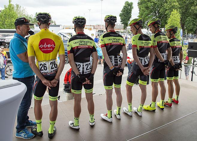 Team Vorarlberg Santic mit Rundfahrtssieger Jannik Steimle (GER, Team Vorarlberg Santic),  3. Etappe Traun - Ternberg, Radsport 10. Int. OOE Rundfahrt