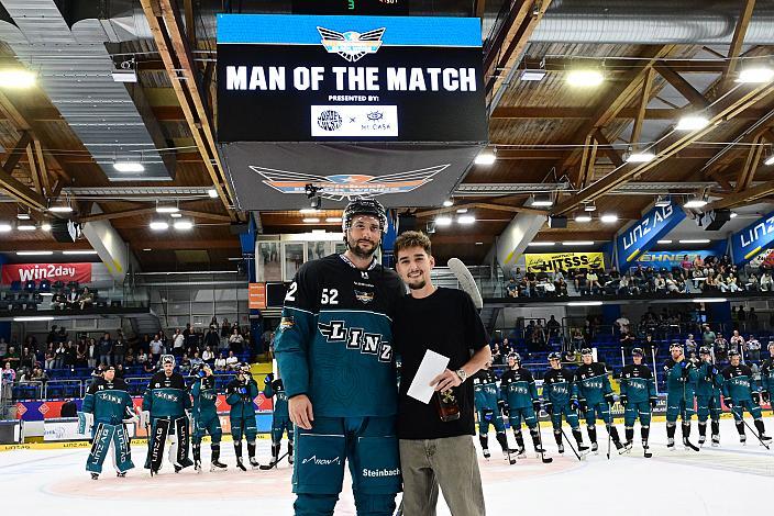 Spieler des Abends Julian Pusnik (Steinbach Black Wings Linz), Testspiel Steinbach Black Wings Linz vs EC VSV, Linz AG Eisarena 