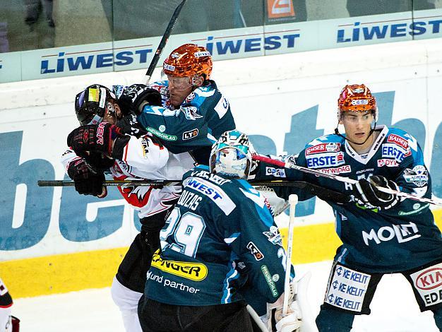 Andy Hedlund, Linz und Zdenek Blatny, Znaim, EHC Liwest Black Wings Linz vs HC Orli Znojmo