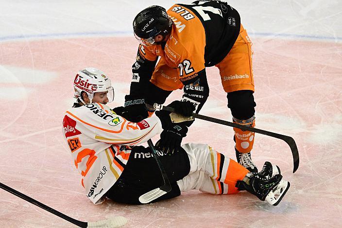 Trenton Bliss (Steinbach Black Wings), Kevin Conley (Moser Medical Graz 99ers), 7. Runde ICE, Steinbach Black Wings Linz vs Moser Medical Graz 99ers, Linz AG Eisarena 