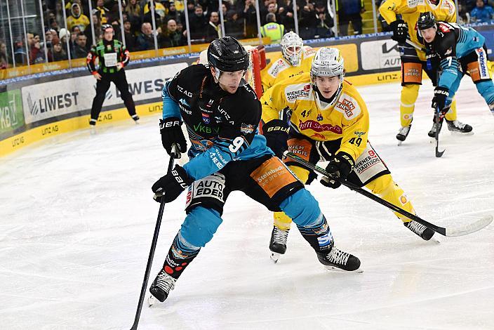 Emilio Romig (Steinbach Black Wings Linz), Maximilian Theirich (Vienna Capitals)48. Runde ICE, Steinbach Black Wings Linz vs Vienna Capitals, Linz AG Eisarena