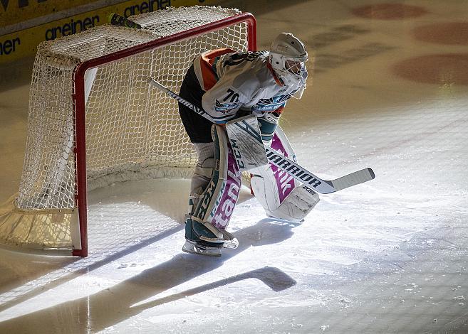 Tormann David Kickert (Black Wings 1992)  Black Wings Linz vs HC Innsbruck „die Haie“,  Eishockey, Testspiel