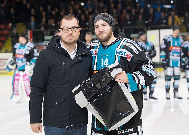 Spieler des Abends David Franz (EHC Liwest Black Wings Linz) EHC Liwest Black Wings Linz vs Fehervar AV 19