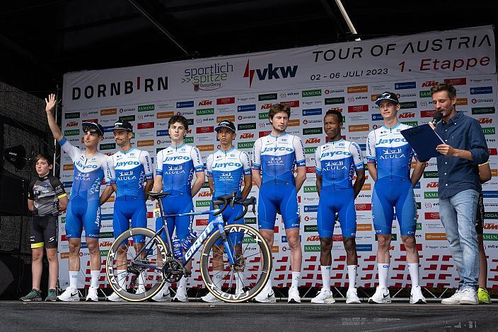 Lukas Pöstlberger (AUT, Team Jayco AlUla) 72. Tour of Austria, Präsentation der Teams, Dornbirn