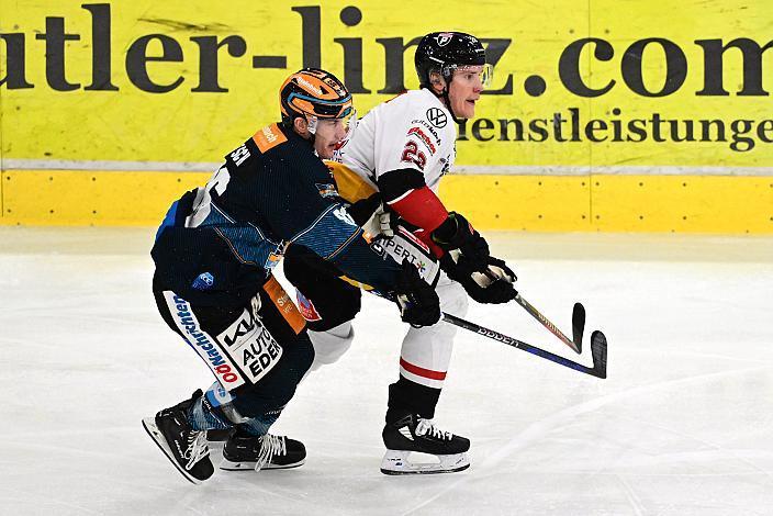 Jakob Mitsch (Steinbach Black Wings Linz), Luca Erne (Bemer Pioneers Vorarlberg), Steinbach Black Wings Linz vs Bemer Pioneers Vorarlberg, Linz AG Eisarena 