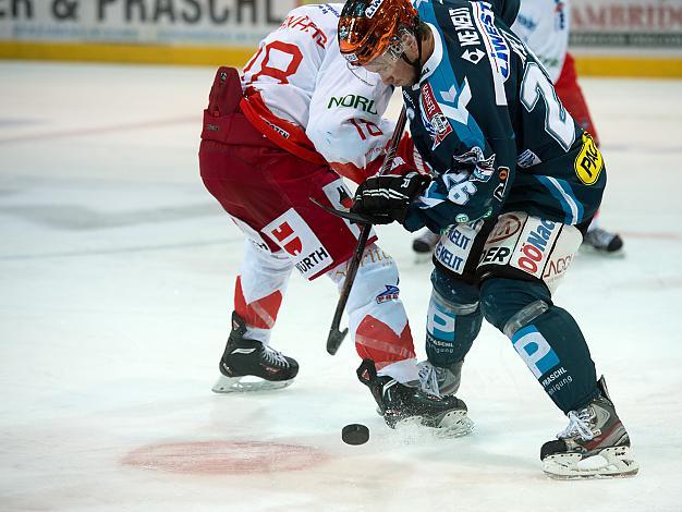 Rob Hisey, Linz und Anton Bernard, Bozen,  EHC Liwest Black Wings Linz vs HCB Suedtirol, Bozen