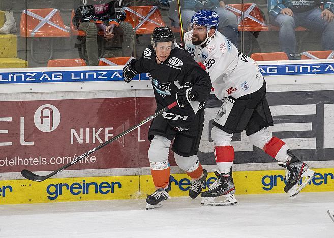 Stefan Gaffal (Black Wings 1992) und Jan Lattner (HC TWK Innsbruck  Die Haie), Black Wings Linz vs HC Innsbruck „die Haie“,  Eishockey, Testspiel