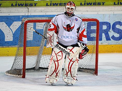 Tormann Peter Sevela, Dab. Docler Dunaujvaros, EHC Liwest Linz vs. Dab. Docler Dunaujvaros 