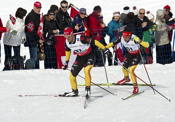 #37 Axel Teichmann, GER, und #61 Hannes Dotzler, GER, Nordische Ski WM 2013, Val di Fiemme, Tesero, 15km Herren