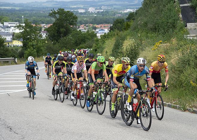 Das feld mit Jannik Steimle (GER, Team Vorarlberg Santic)  bei Weisskirchen, 3. Etappe Traun - Ternberg, Radsport 10. Int. OOE Rundfahrt  