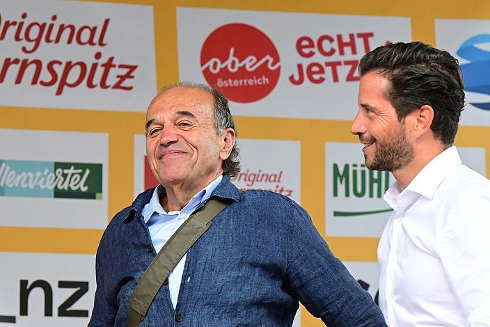 Paul Resch (Ex Präsident LRV Oberösterreich), Mario Rossmann (Präsident Cycling Upper Austria, Oberösterreich),  1. Etappe Linz Hauptplatz - Pöstlingberg, Oberösterreich Rundfahrt