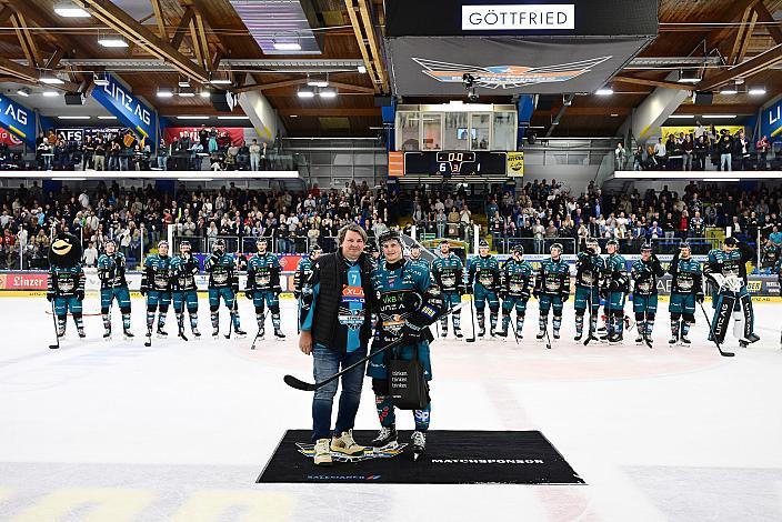 Spieler des Abends Emil Romig (Steinbach Black Wings Linz) 8. Runde ICE, Steinbach Black Wings Linz vs EC KAC, Linz AG Eisarena