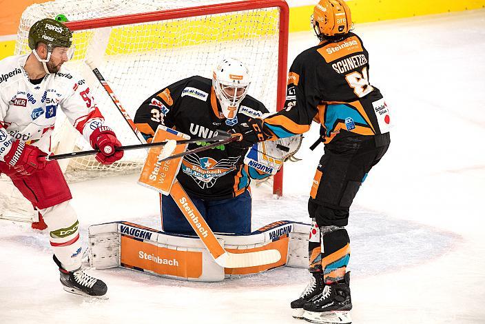 Alex Trivellato (HCB Suedtirol Alperia)m Tormann Jared Coreau (Steinbach Black Wings Linz) Steinbach Black Wings Linz vs HCB Südtirol Alperia, bet-at-home ICE Hockey League