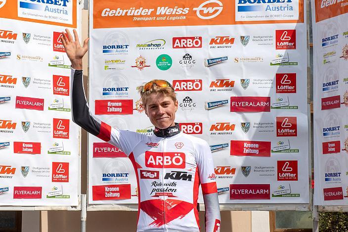 Logan McLain (USA, Tirol KTM Cycling Team) im Trikot des besten U23 Fahrers, Ranshofen, 22. Braunauer Radsporttage, ÖRV RadLiga, Radsport, Radliga, ÖRV, Herren Elite, 