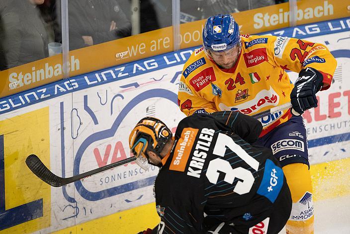 Andreas Kristler (Steinbach Black Wings Linz), Randal John Gazzola (Migross Supermercati Asiago Hockey 1935) Steinbach Black Wings Linz vs Migross Supermercati Asiago Hockey 1935, 14. Runde ICE Hockey League, Steinbach Black Wings Linz, Linz AG Eisarena 