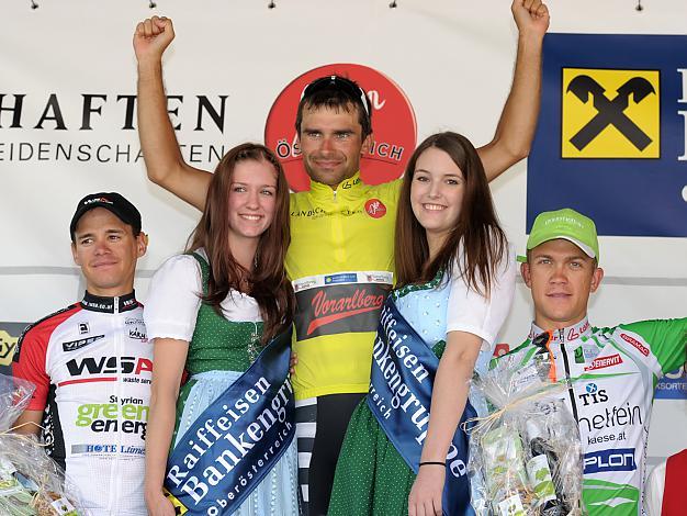 Die Gesamtsieger der 3. OOE Rundfahrt 1. VRECER Robert, SLO, VBG Team Vorarlberg 2. SCHOEFFMANN Martin, AUT, WSA Viperbike, 3.  ZOIDL Riccardo  RAD RC ARBOE Wels Gourmetfein, 3. Etappe, Altmuenster - St. Georgen im Attergau