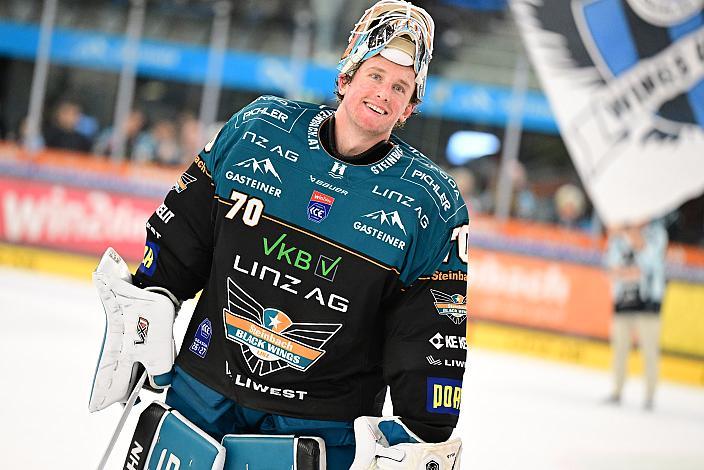 Tormann Dylan Wells (Steinbach Black Wings Linz) 9. Runde ICE, Steinbach Black Wings Linz vs HC Falkensteiner Pustertal, Linz AG Eisarena 