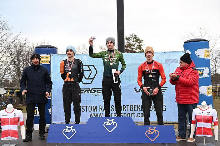 Podest U23 1. Platz  Dominik Hödlmoser (AUT, Hrinkow Advarics),2. . Adrian Stieger (AUT, Cycling Team Schwingshandl), 3. Christoph Holzer (AUT, TSV Bike Total Hartberg) . Team Rad Cyclo Cross, ÖSTM/ÖM Querfeldein, Ciclo Cross, Cycling Austria, Maria Enzersdorf, NÖ