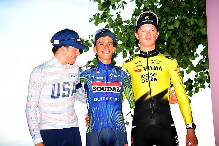 2. Platz Gavin Sherry (USA, Team USA), Etappensieger Henrique RIBEIRO BRAVO (BRA, SOUDAL QUICK-STEP DEVO TEAM), 3. Platz Jonas Kind Hoydal (NOR, Team Visma - Lease a Bike Development Team) 1. Etappe Linz Hauptplatz - Pöstlingberg, Oberösterreich Rundfahrt
