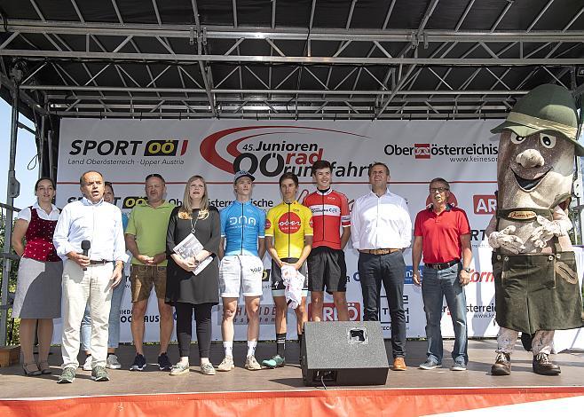 Die Trikotgewinner der OberÃ¶sterreich Junioren Rundfahrt. 3. Etappe Bad Wimsbach - Gmundner Berg, OberÃ¶sterreich Junioren Rundfahrt