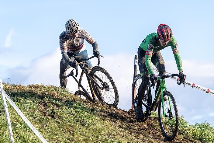 v.l. Daniel Federspiel (AUT, Team Felbermayr Simplon Wels), Sieger Fabian Eder (GER, Heizomat Radteam), Radquerfeldein GP um das Sportzentrum Gunskirchen, Rad Cyclo Cross,