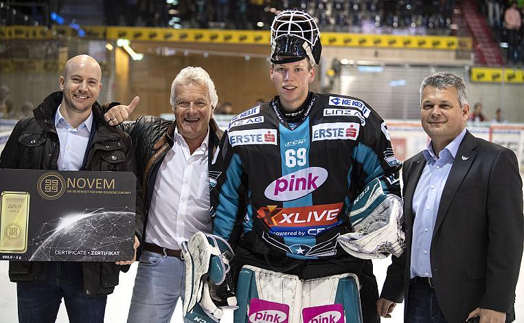 Spieler des Abends Tormann Paul Mocher (EHC Liwest Black Wings Linz) EHC Liwest Black Wings Linz - EC VSV, Qualifikationsrunde