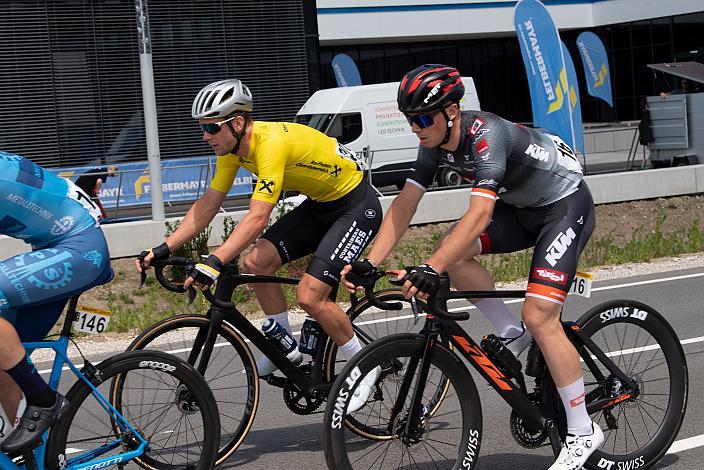 Daan Soete (BEL, Team De Stoempersclub Leuven) im Gelben Raiffeisen Trikot des Gesamtführenden, 1. Etappe Wels - Maria Schmolln, Int. Raiffeisen Oberösterreich Rundfahrt UCI Kat. 2.2