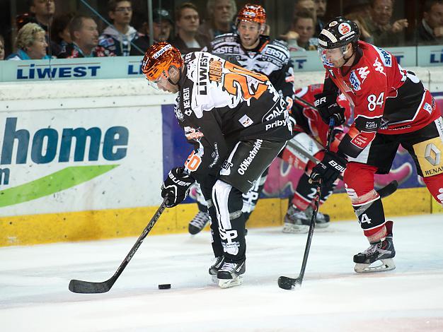 Brad Moran Linz und Stefan Pittl, Innsbruck, EHC Liwest Black Wings Linz vs HC TWK Innsbruck