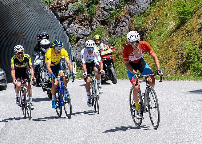 Riccardo Zoidl (AUT, Team Felbermayr Simplon Wels) im Trikot des Besten Österreichers attackiert auf der Höss,  3. Etappe Traun - Hinterstoder, Int. Raiffeisen Oberösterreich Rundfahrt UCI Kat. 2.2