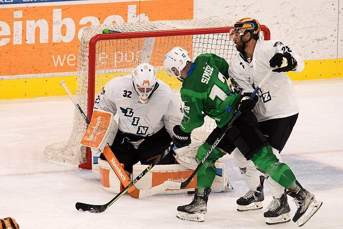 Tormann Rasmus Tirronen (Steinbach Black Wings Linz), Nik Simsic (Olimpija Ljubljana), Martin Schumnig (Steinbach Black Wings Linz) Steinbach Black Wings Linz vs Olimpija Ljubljana,  WIn2day ICE Hockey League