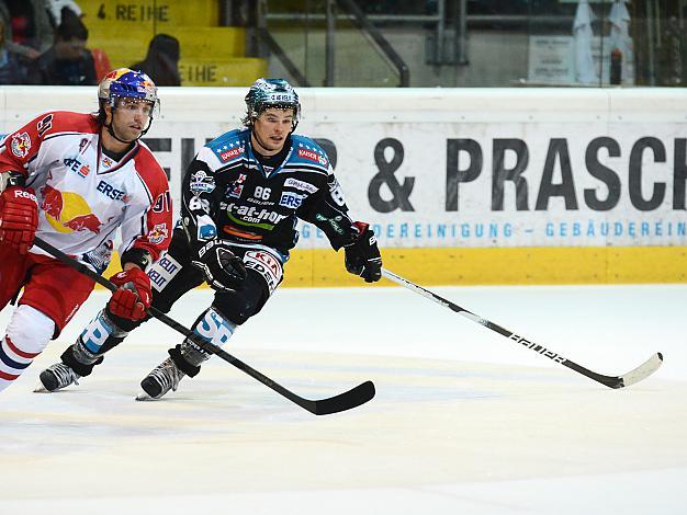 Martin Mairitsch, Linz und Dominique Heinrich, Salzburg EHC Liwest Black Wings Linz vs EC Red Bull Salzburg