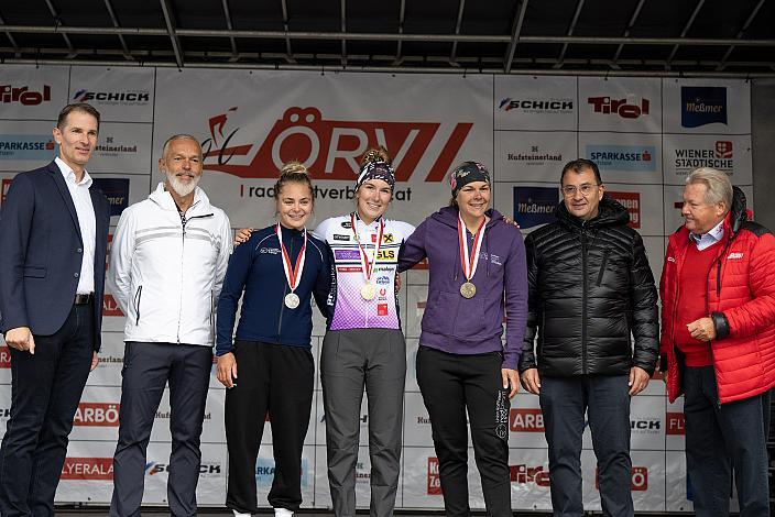 LM Tirol 2. Platz  Jana Gigele (AUT, Union Raiffeisen Radteam Tirol), LM Leila Gschwentner (AUT, Union Raiffeisen Radteam Tirol), 3. Platz Gabriele Thanner (AUT, Union Raiffeisen Radteam Tirol), Austrian Cycling League 2022, Radsport, Damen Radliga, Kufstein, Tirol, Radliga Finale 2022 