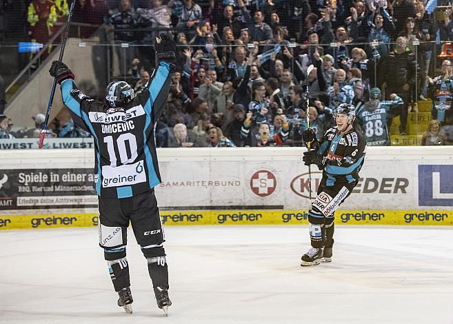 Jonathan D Aversa (EHC Liwest Black Wings Linz) feirt das 4 zu 3, EHC Liwest Black Wings Linz vs EKHL Medvescak Zagreb