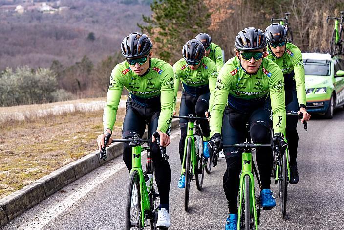 Stefan Kovar (AUT, Hrinkow Advarics), Marvin Hammerschmid (AUT, Hrinkow Advarics), Raphael Hammerschmid (AUT, Hrinkow Advarics), Johannes Rechenauer (GER, Hrinkow Advarics) Trainingscamp Porec, Kroatien, Team Hrinkow Advarics Cycleang, UCI Continental Team,